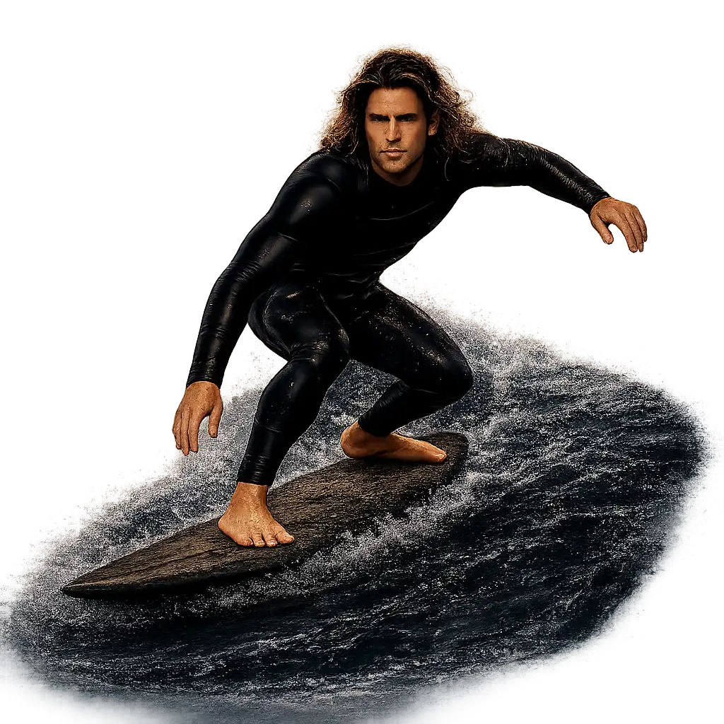 Surfer riding a wave on the Sri Lankan coast